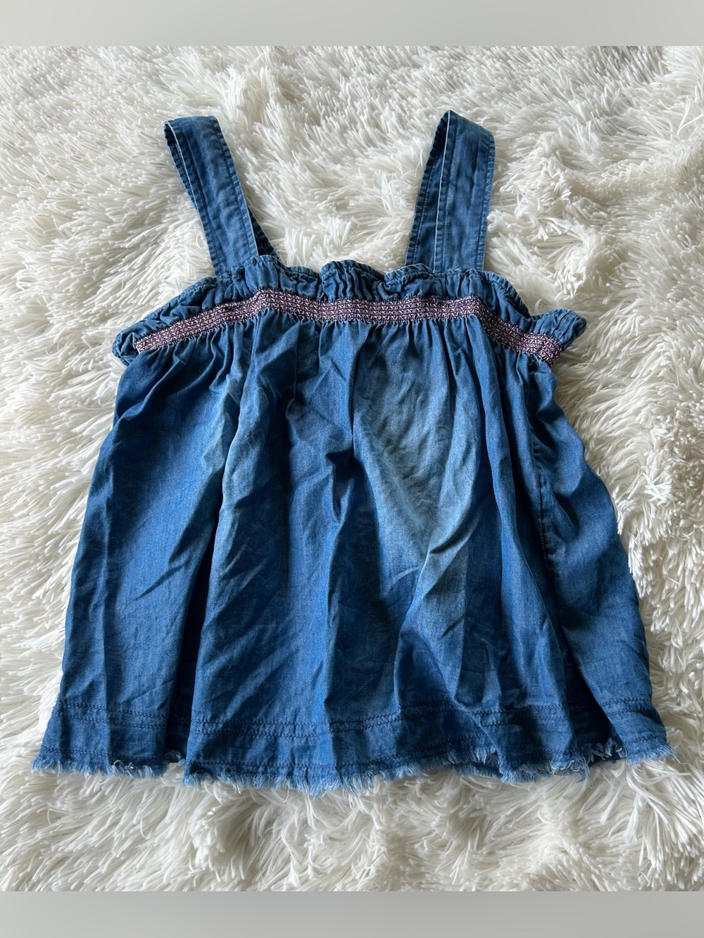 Pilcro | Chambray Smocked Square-Neck Tank - Picture 6 of 10
